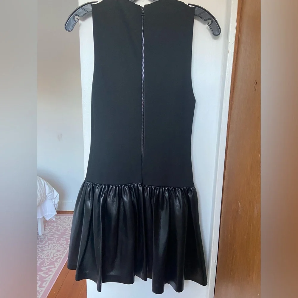 Alice + Olivia - Ella Combo Vegan Leather Drop Waist Sleeveless Mini Dress - Picture 3 of 3